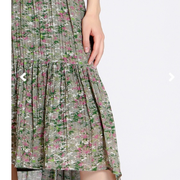 THE KORNER Floral Green Tiered Midi Dress with Spaghetti Straps - Picture 3 of 8